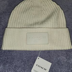 Coach Tonal White Beanie